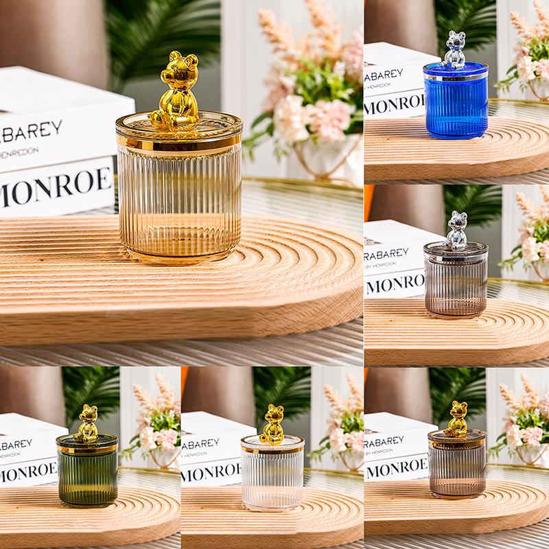 Милый медведь, держатель для ватного диска, стержень для ватной палочки, коробка для хранения косметики, ювелирных изделий, контейнер для макияжа для ванной, органайзер для помады, коробка