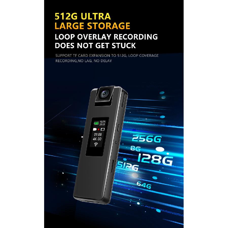4K Portable Body Worn Camera, Motion Detection, Large Capacity Camcorder, Video Voice Recorder, Mini Sports DV Camera