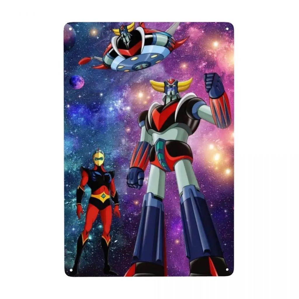 Винтажная металлическая табличка с изображением безумного робота Мазингера Z, персонализированная табличка с изображением Грендайзера из аниме и манги, декор для кафе, настенное украшение, декоративное искусство.