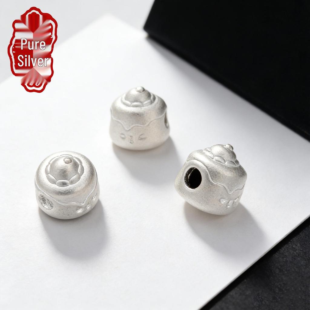 Серебро 999 пробы Бусина для торта DIY Аксессуары для браслетов-разделителей ювелирных изделий - Милые формы Каваи
