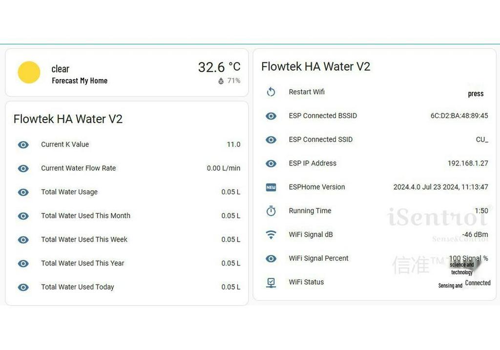 ESP32 WiFi Kit: Real-Time & Total Water Flow Meter for Home Assistant