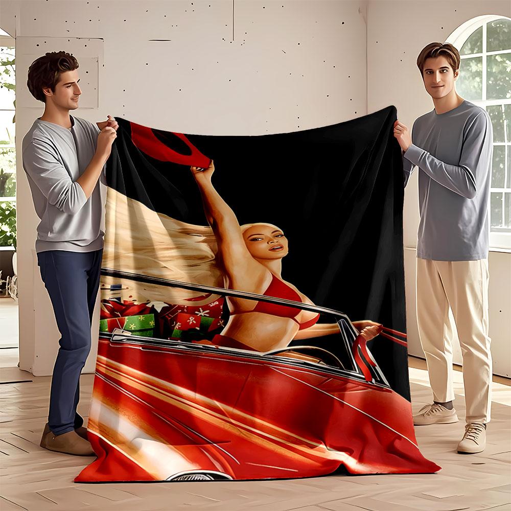 Retro Festive Car Ride for all seasons blanket lunch break throw gift