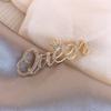 Letter Brooch Queen Temperament Suit Brooch  Gem Versatile Cardigan Pin