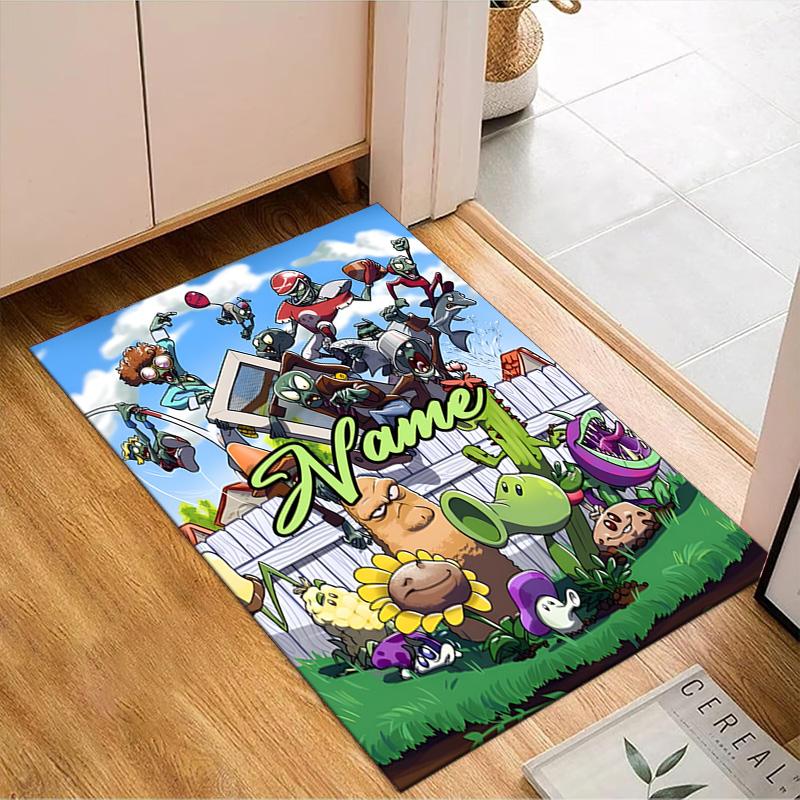 Custom Name Zombies Invasion Galactic Heroes Rug for Living Room, Game Rooms, Office, Bedroom, Floor Mat Playful Design, fan gifts Christmas decor