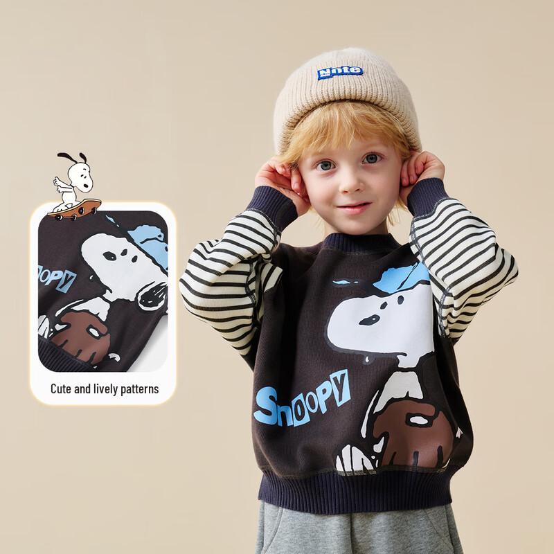 SNOOPY Вязаный свитер для мальчика с круглым вырезом