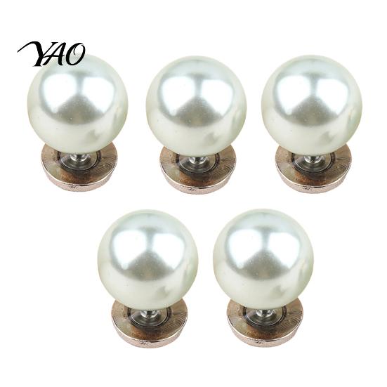 Quick Fix Buttons for Sewing 5Pcs Fake Pearl Clothing, Removable Decorative Brooch Pins, No Cardigans Sew Safety Pins Shirt Neckline Embellishment,