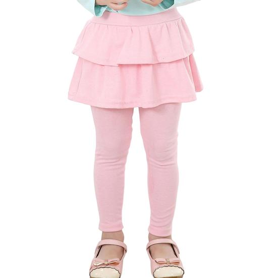 Юбка-кюлоты для девочек, однотонная юбка-шорты с оборками и средней посадкой, эластичные облегающие брюки для девочек, повседневная одежда