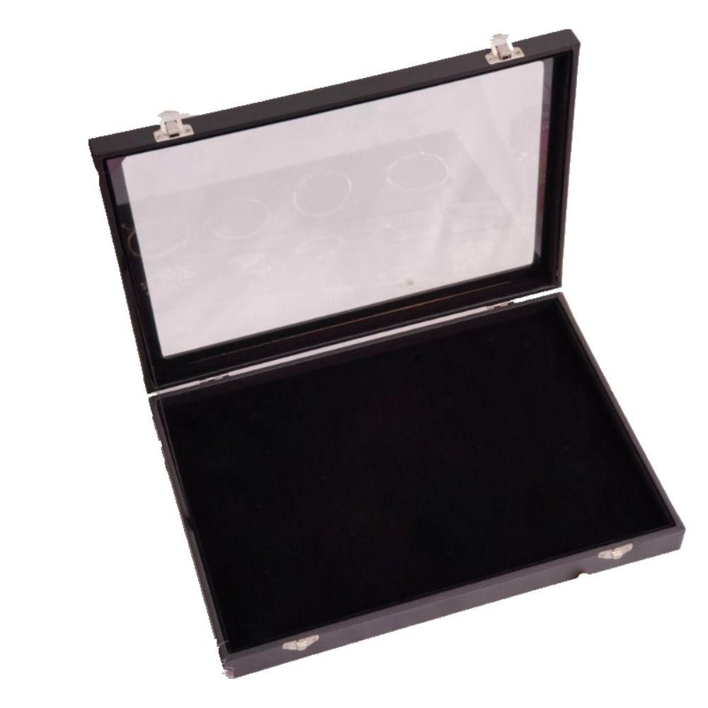 High-Capacity Badge Storage Box With Transparent Glass Cover New Wood Medal Display Case Chest Pin Display Box Jewelry Case