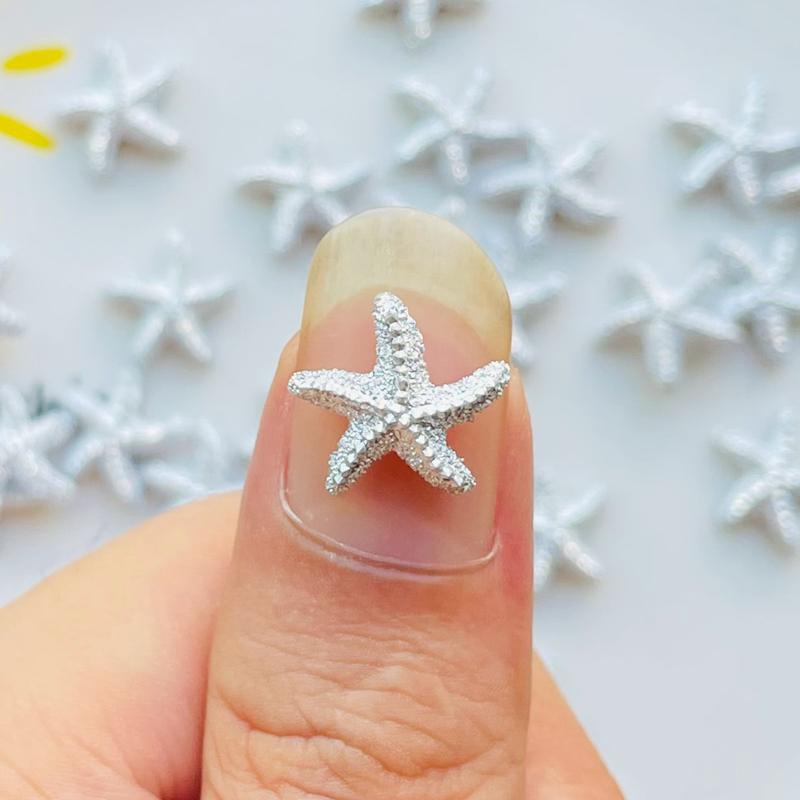 50/100 Pcs Cute Mini 12*13Mm Starfish Resin Figurine Crafts Flatback Cabochon Ornament Jewelry Making Hairwear Accessories A40