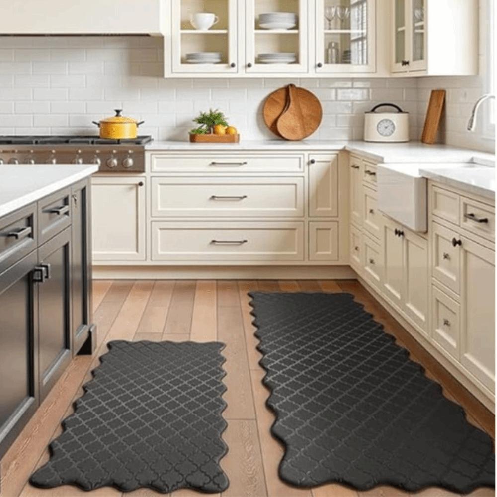 Wear-resistant Kitchen Rug Thickened Door Mat Comfortable Scalloped Embossed Kitchen Mat Office