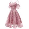Deer Women's Floral Crochet Lace Ruffle Cold Shoulder Cami Strap Midi Bridesmaid Dress Wedding Evening Formal Party Cocktail Occasions Outfits