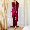 Женский повседневный кардиган с длинным рукавом, пижамный комплект, домашняя одежда из шелка, комплект из двух предметов