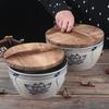 Керамическая миска для замешивания теста Jingdezhen с кедровой крышкой