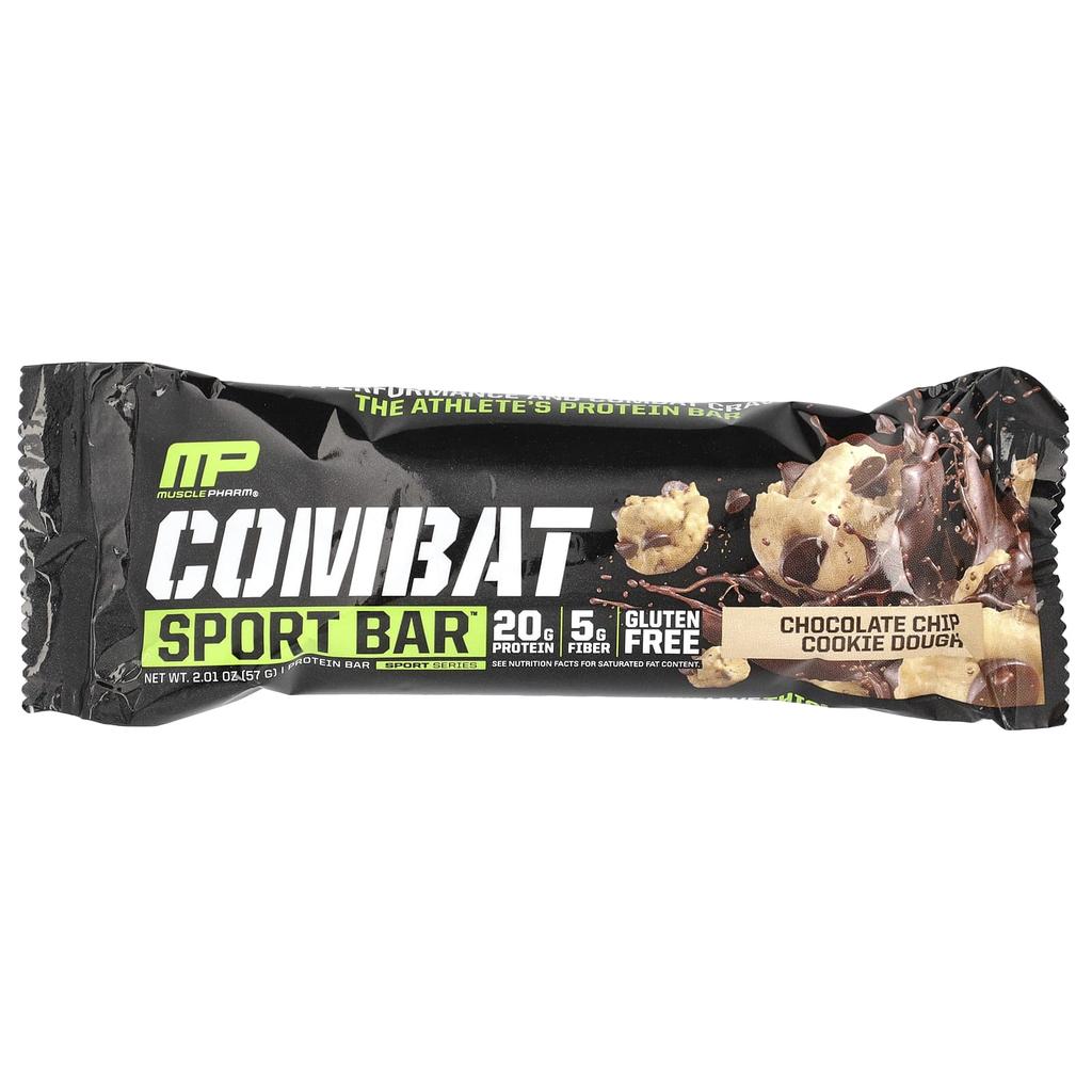 MusclePharm Combat Sport Bar, Chocolate Chip Cookie Dough, 12 Count, 2.01 Oz (57 G) Each