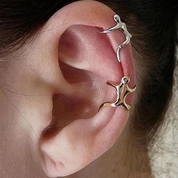 Пара женских модных сережек-клипс на обертке для ушей в стиле альпинизма, серьги-каффы без пирсинга