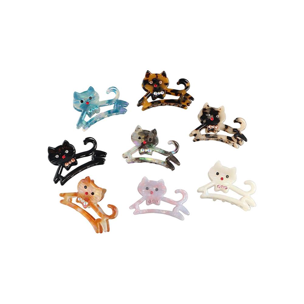 Rhinestone Hair Clip Acetic Acid Shark Clip Acetate Animal Cat Hair Claw Female