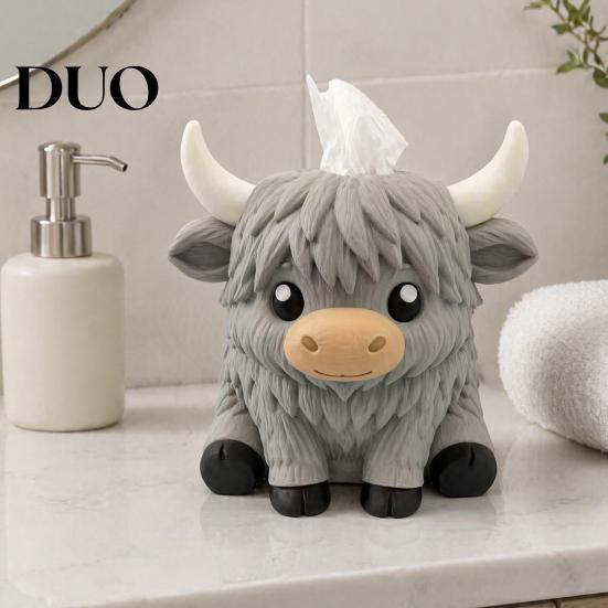 Matte Texture Yak Figurine Holder Simulated Highland Tissue Box, Cute Decorative Paper Dispenser, Waterproof Animal Dispenser PETG Storage Case,