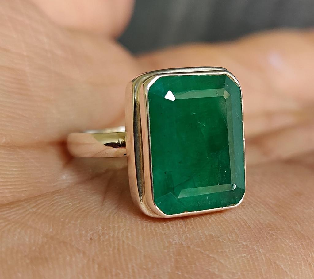 Изумрудное кольцо для женщин, эффектное кольцо, серебро 925 пробы, кольцо с драгоценным камнем, украшения ручной работы, кольцо в стиле бохо, подарок для нее