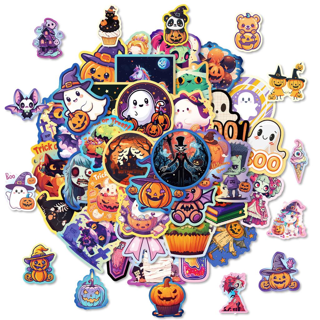 50-Pack Halloween Stickers - Vinyl Decals For Party Decor, Crafts & Scrapbooking