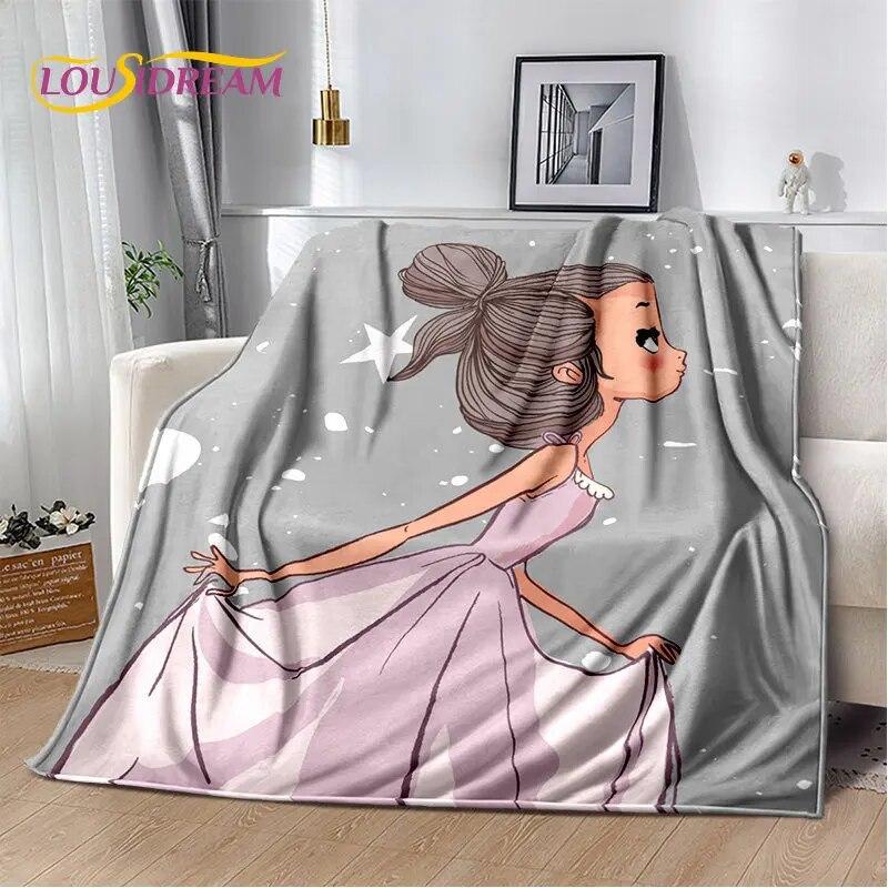 Милое мягкое плюшевое одеяло с рисунком балерины для девочек, фланелевое одеяло для гостиной, спальни, кровати, дивана, пикника, детей