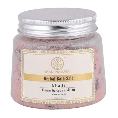 Натуральная соль для ванны с Розой и Геранью (200 г), Herbal Bath Salt Rose & Geranium,