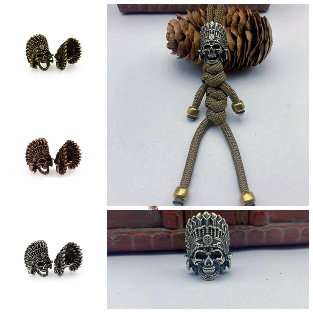 Copper Brass Crown Skull Beads Crown Outdoor Tools Brass EDC Skeleton Pendant EDC Outdoor Tools