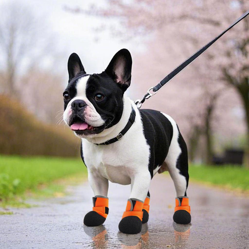 4pcs Nonslip Dog Boot Reflective Puppies Shoes Soft Soles Dog Paw Protectors for Daily Walks and Runs