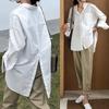 Celmia Women White Shirt Oversized Shirts Lapel Casual Solid Long Sleeve Buttons Asymmetrical Top Autumn Plus Size