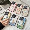 Mofusand Кот Популярный Милый Чехол Для Телефона Для IPhone 16 15 14 13 12 11 Pro Max Plus Кожаный Ударопрочный Чехол