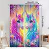2pcs Floral Unicorn Blackout Curtain   Cartoon Design   Polyester Window Drapes for Kids Room   Holiday Home Decor   Rod Pocket Curt