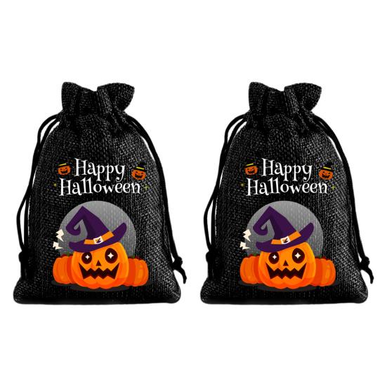 Стильные ручной работы Party Bags 2 шт. Хэллоуин Тыква на завязках для конфет и угощений, Ретро джутовые фестивальные сумки, Мешки для угощений на Хэллоуин, Портативные Goodie