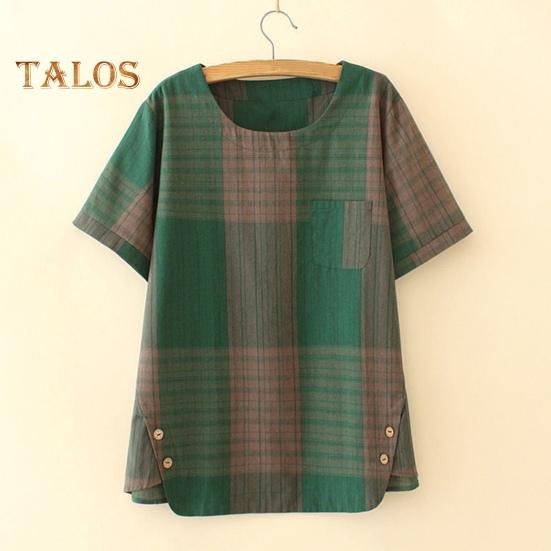 2 шт./компл. женская футболка и брюки комплект плюс размер домашней одежды наряд соответствующего цвета клетчатый принт круглый вырез с короткими рукавами топ широкие эластичные свободные брюки