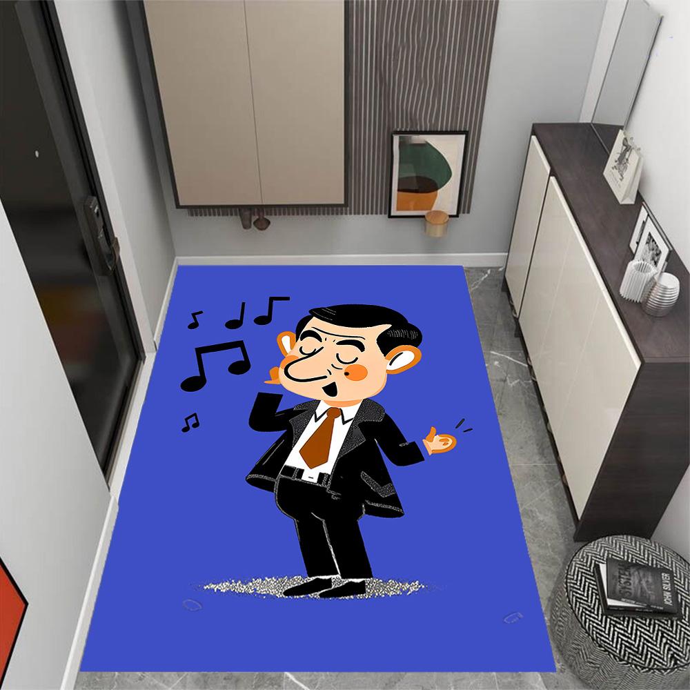 Mr. Bean's Adventure Themed Anti-Slip Rugs - Polyester Home Decor, Suitable for Bedrooms, Living Rooms, Doorways, Studios, and Decorations