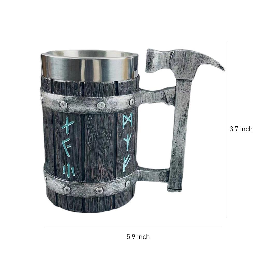 Пивная кружка в стиле викингов из дерева, 3D-смола, нержавеющая сталь, кофейная кружка, бокал для вина, металлическая кружка с двойными стенками, пивной кувшин, термокружка