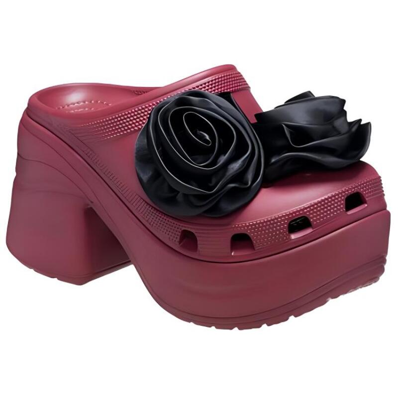 Crocs Модные туфли на толстом каблуке 9 см женские черные красные