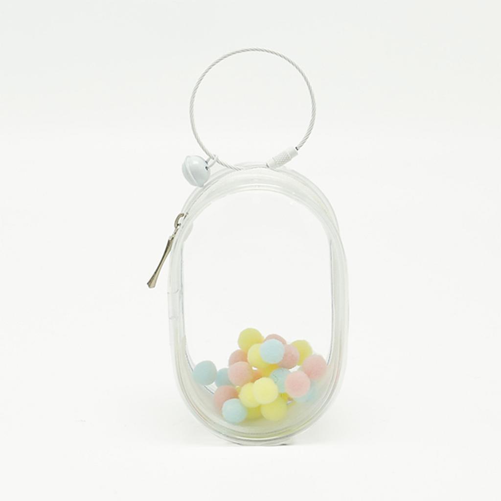 Thicken Transparent Pvc Clear Pouch Mystery Box Organizer Box Keychain Bag Doll Organization Toy Storage Case With Plush Ball