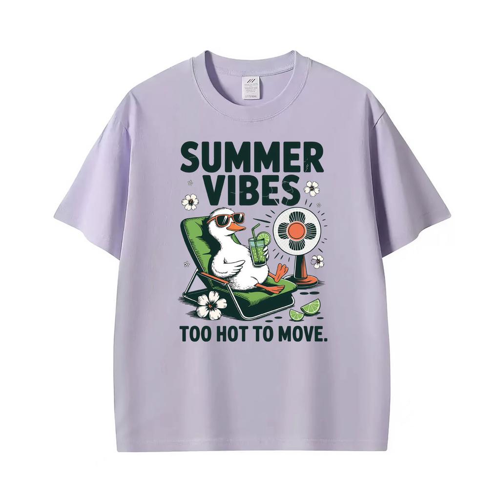 Summer Vibes Goose Too Hot To Move Funny Graphic Tshirt Unisex Y2k Clothing Harajuku Oversized Tshirts Unisex 100 Cotton T Shirt