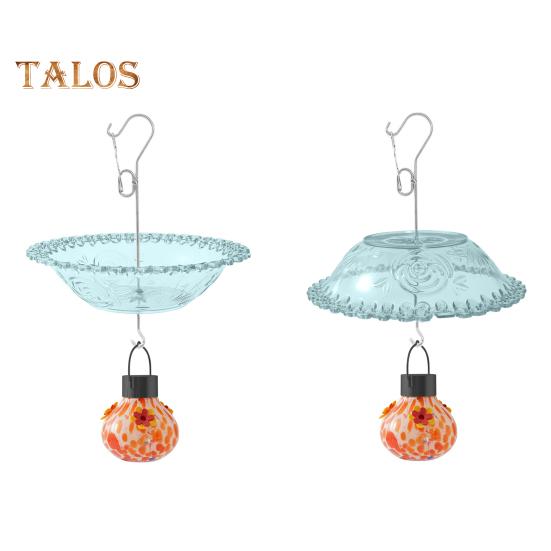 Подвесная кормушка для птиц, солнечная кормушка для колибри, чаша для кормления птиц с лампочкой для кормления водой, освещенная кормушка для птиц для украшения сада и крыльца на открытом воздухе
