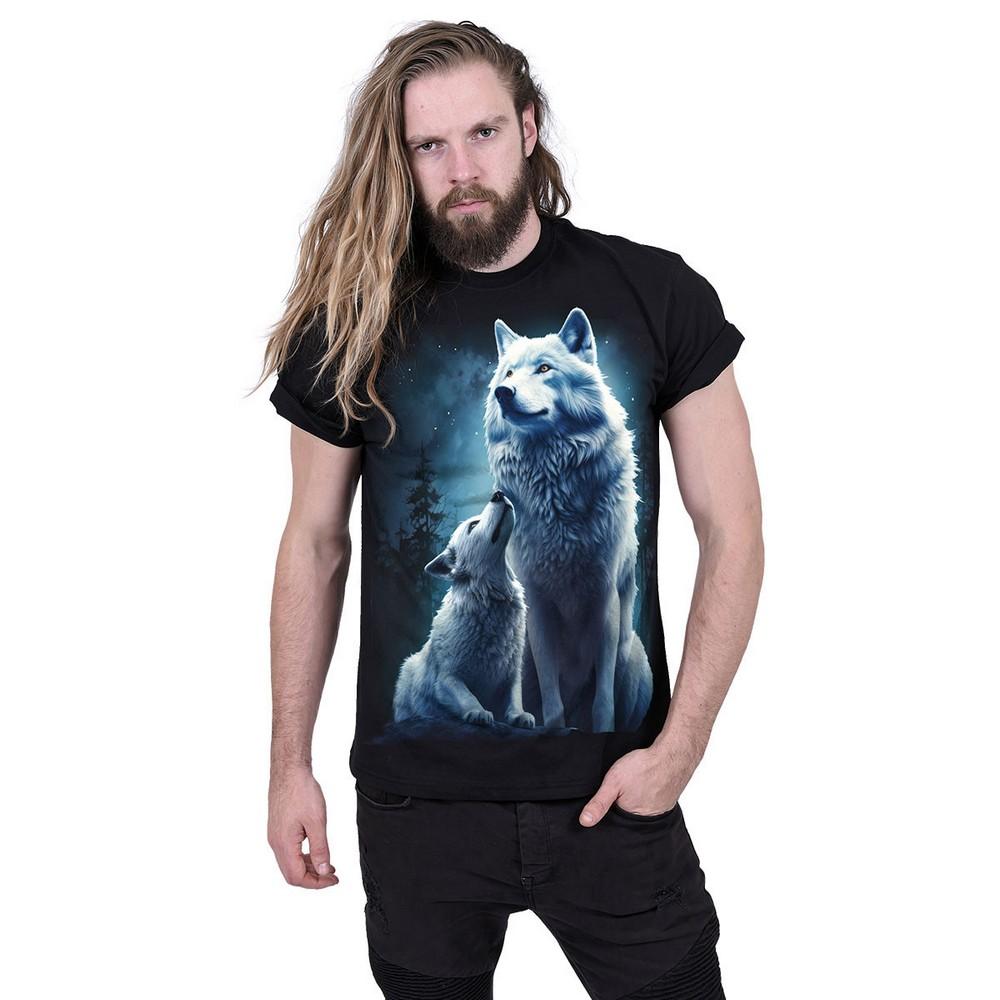 Spiral Direct Unisex Adult Wolf Guardian Back Print T-Shirt
