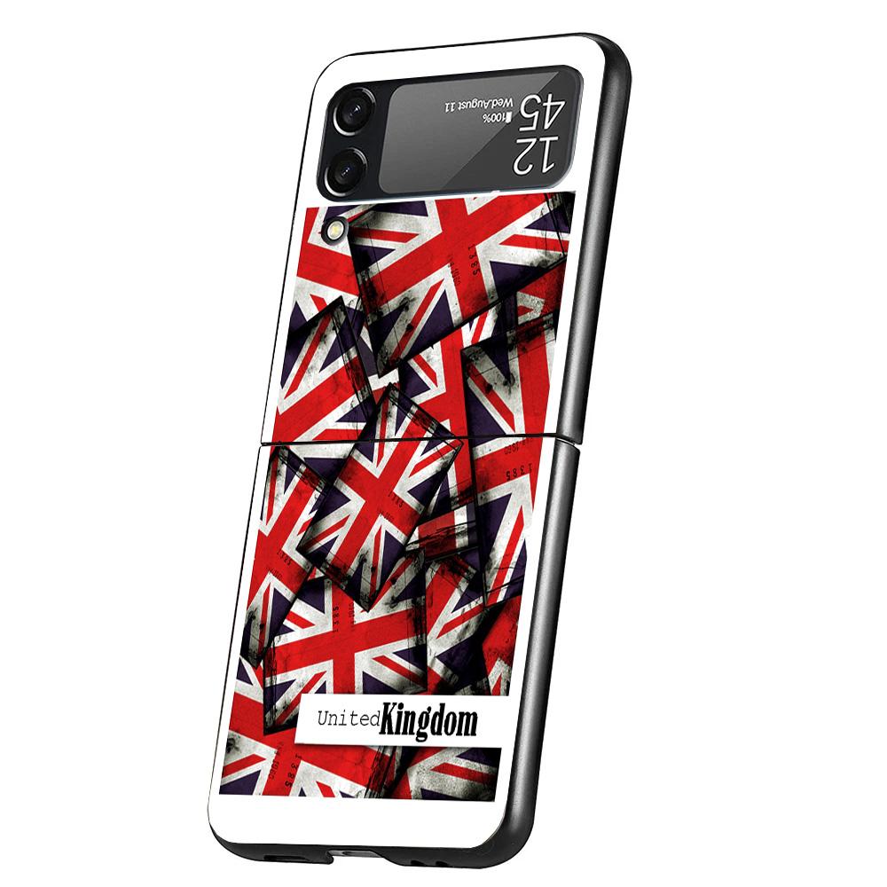 Union Jack England UK Flag Cover Phone Case For Samsung Galaxy Z Flip 7 6 5 4 3 5G Flip7 Flip6 Flip5 Flip4 Flip3 Black Fundas Sh