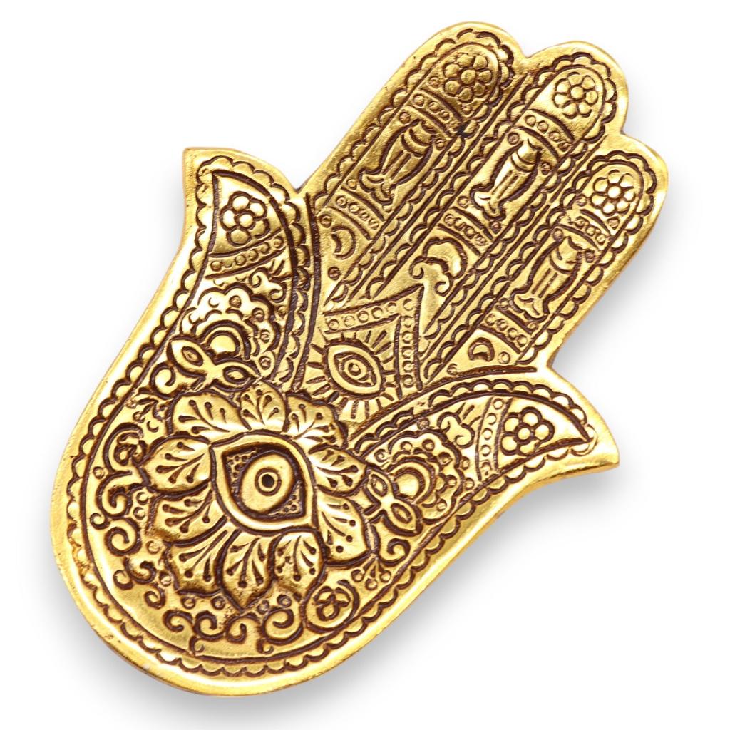Incense Stick Holder Small Gold Aluminum Hamsa