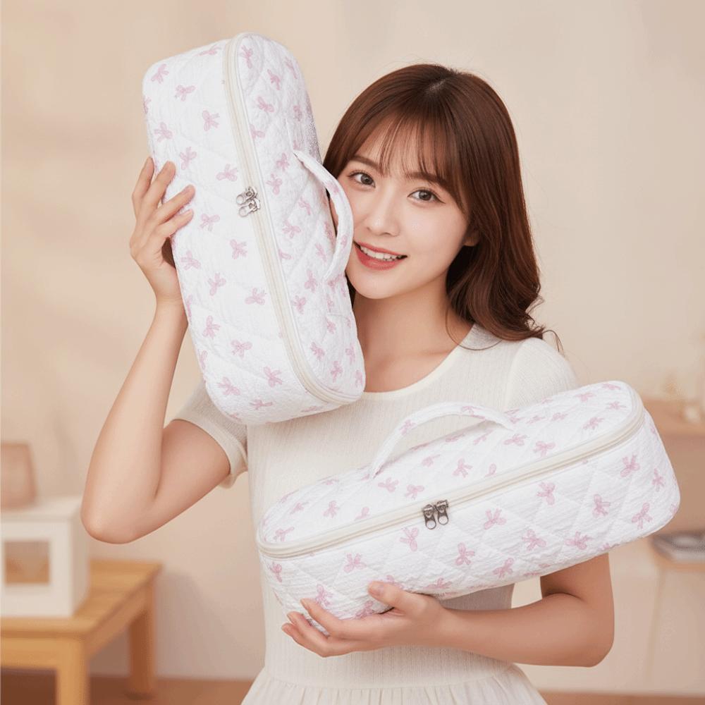 Polka Dot Hair Dryer Bag Quilted Cotton Styling Tool Case Curling Iron Organizer Holiday Gift