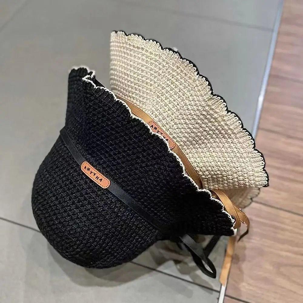 Вязаная панама с защитой от УФ-излучения, дышащая женская шляпа-ведро, модная вязаная шляпа-рыбак для девочек