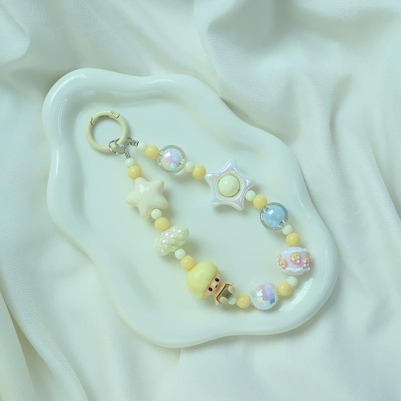 Милая мультяшная кукла, бисерный ремешок для телефона, брелок для рюкзака, брелок для ключей, кулон, анти-потеря, ремешок для телефона для iPhone, Samsung, подарки для девочек