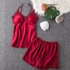 Women's Silk Five-Piece Pajama Set: Spring/Autumn Nightdress & Robe with Chest Pad