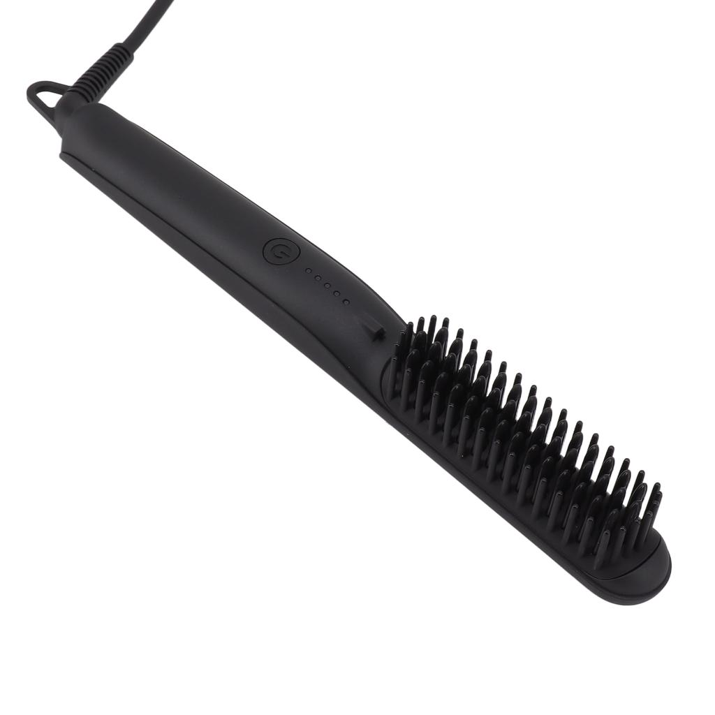 Electric Hair Straightener Brush Negative Ion Hair Straightener Styling Comb 100‑240V Black EU Plug