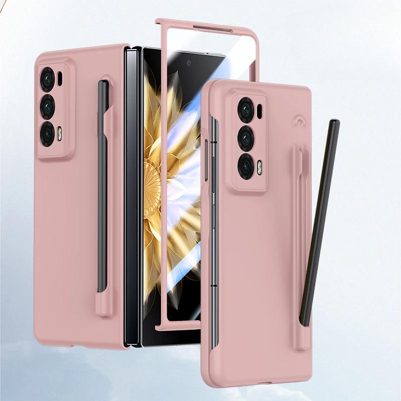 Роскошный защитный чехол для Honor Magic V2, матовый, с прозрачным экраном и однотонной задней крышкой из ударопрочного жесткого пластика