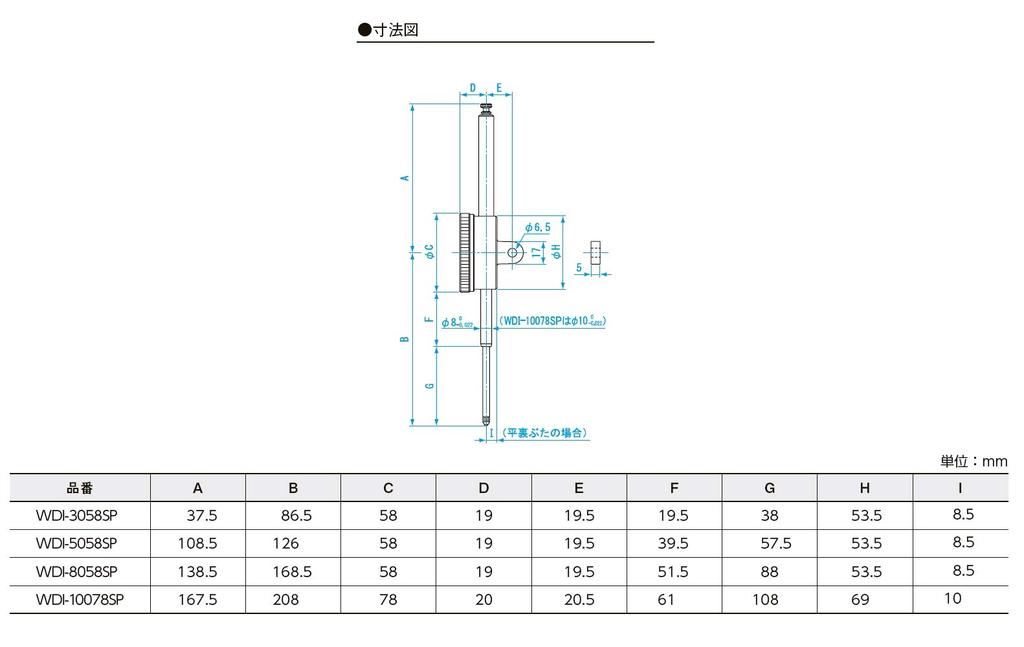 Niigata Seiki SK Dial Gauge Long Stroke Type Graduation 0-50mm 0.01mm WDI-5058SP