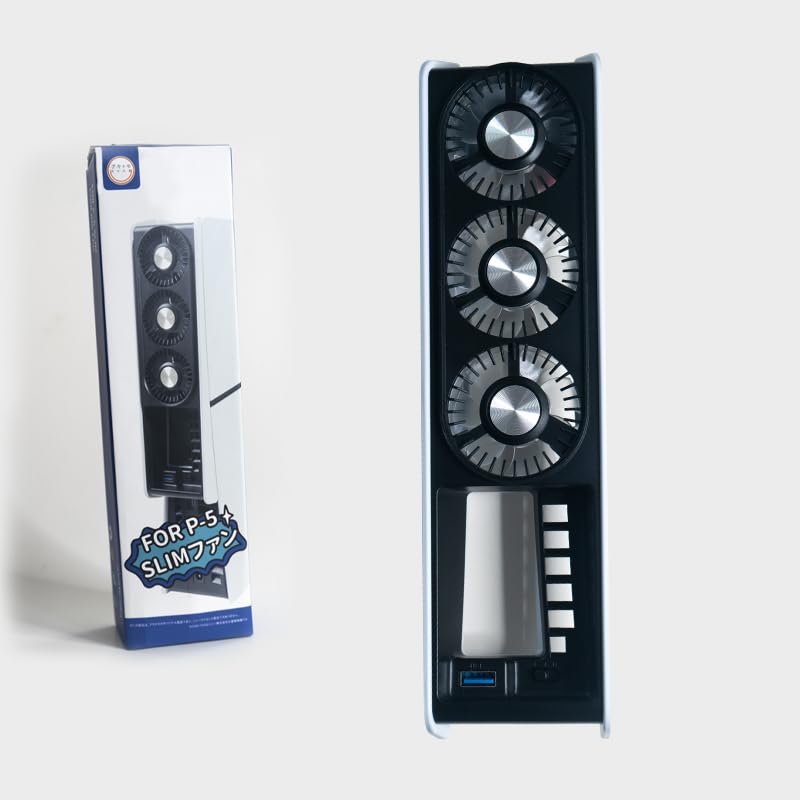 Myth Goku Быстрое охлаждение Вентилятор для охлаждения PlayStation5 Slim со светодиодной подсветкой Продлевает срок службы 3 охлаждающих вентилятора Рассеивание тепла консоли PS5 Slim с USB-портом