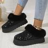 Autumn/Winter New Foreign Trade Large Women's Thick Bottom Thick Plush Snow Boots Shining